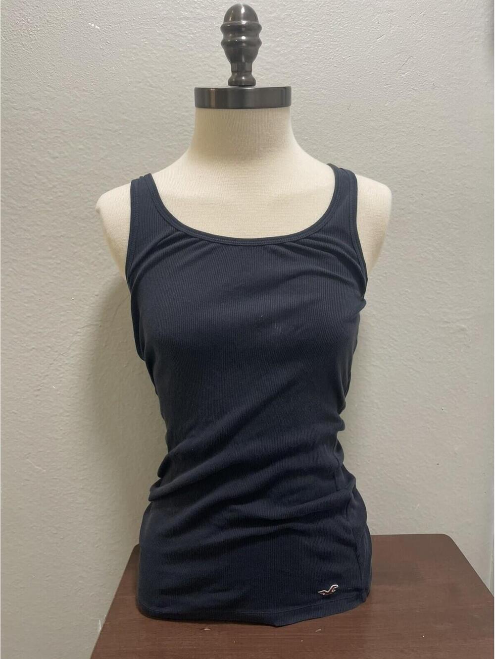 Y2K Hollister Navy Blue Stretch L Ribbed Scoop Tank Top